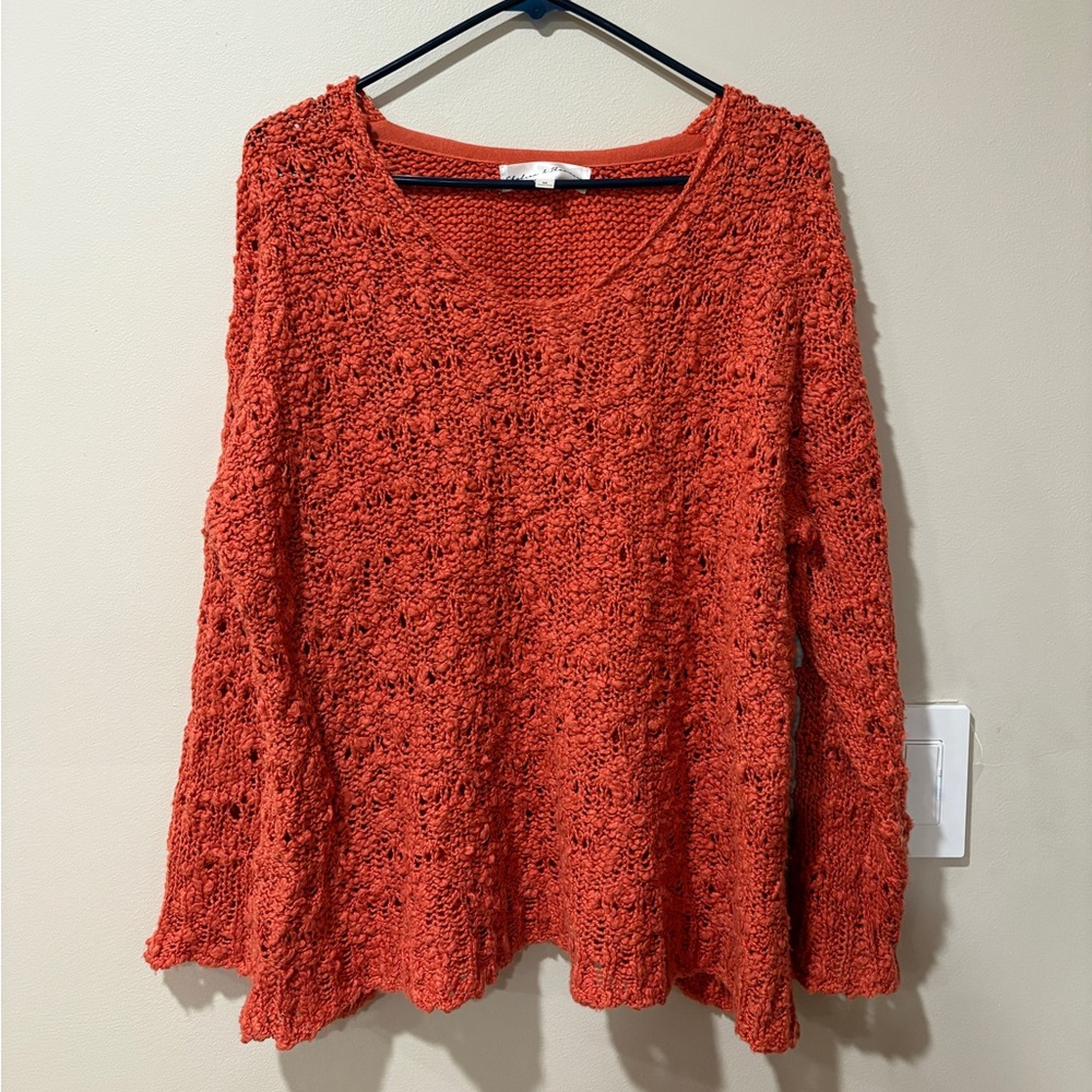 Chelsea & Theodore Orange Textured Knit Top
